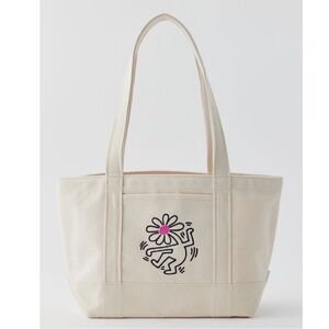 BAGGU X KEITH HARING SMALL BEIGE HEAVYWEIGHT CANVAS TOTE BAG NWT